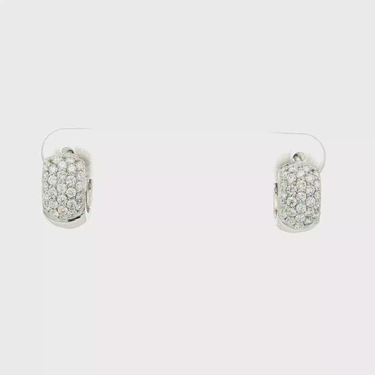 Diamond Pavé Wide Huggy Hoop Earrings in 14K White Gold