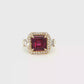 Yellow Gold Rhodalite Garnet Halo Cocktail Ring