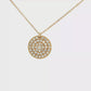 Yellow Gold Diamond Pave Disc Pendant Necklace