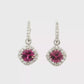 Cushion Cut Garnet Halo Drop Earrings in Platinum