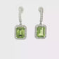 Emerald-Cut Peridot Halo Drop Earrings in Platinum