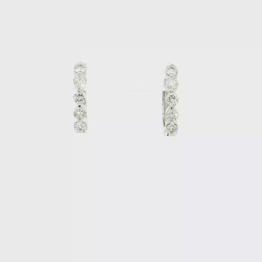 Diamond Huggie Hoop Earrings in White Gold