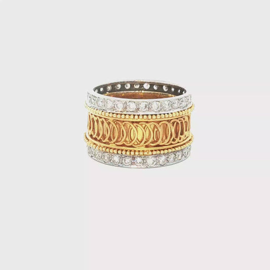 Yellow Gold Openwork Diamond Band Ring