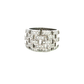 Diamond Brick Pattern Wide Band Ring in White Gold